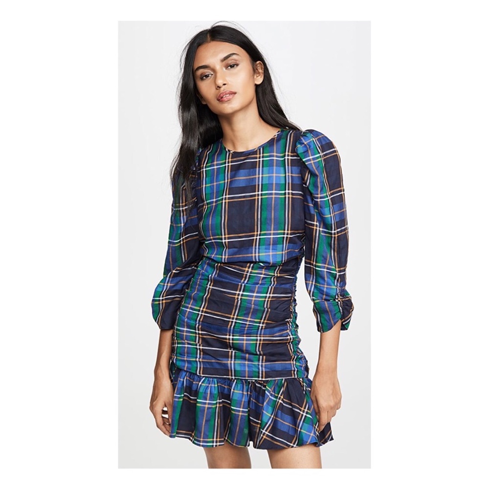 Tanya Taylor Raven Blue Plaid Dress